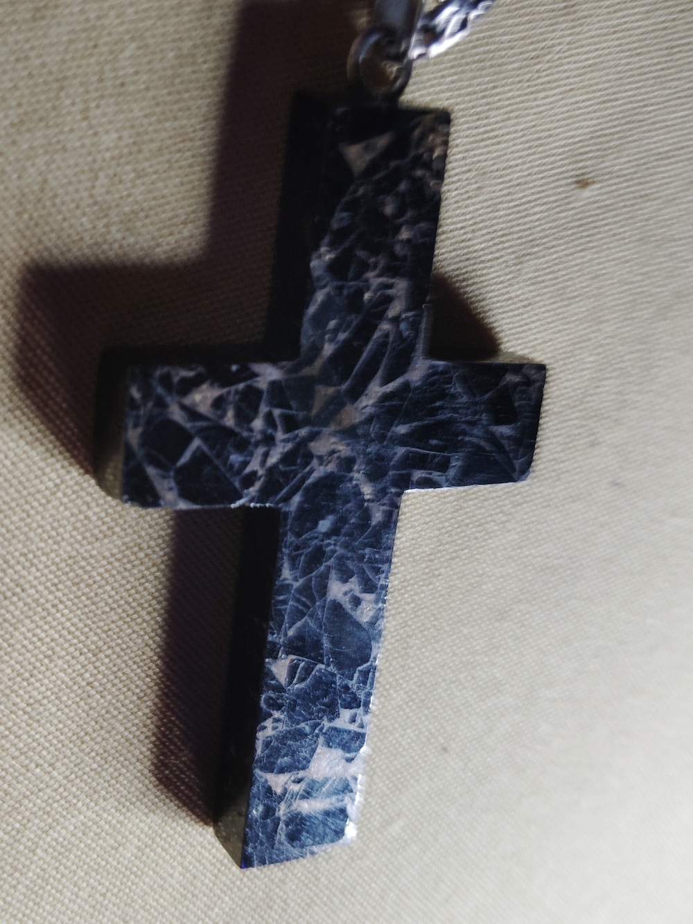 💯 UNISEX -MEN'S/WOMEN'S, SHUNGITE, BLACK MARBLED CROSS  NECKLACE 2.5"/30'OR 18"